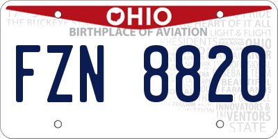 OH license plate FZN8820