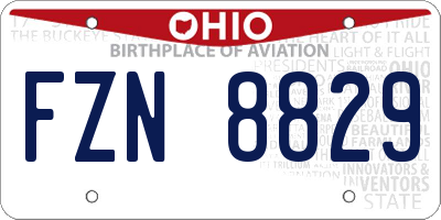 OH license plate FZN8829