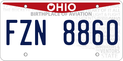OH license plate FZN8860