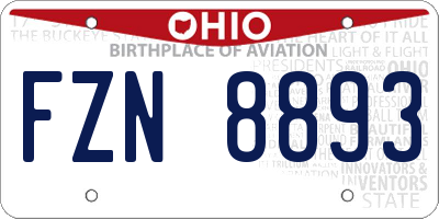 OH license plate FZN8893