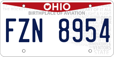 OH license plate FZN8954