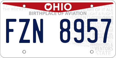 OH license plate FZN8957