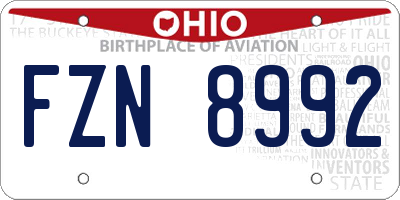 OH license plate FZN8992