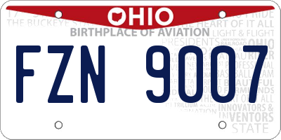 OH license plate FZN9007