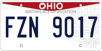 OH license plate FZN9017