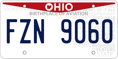 OH license plate FZN9060