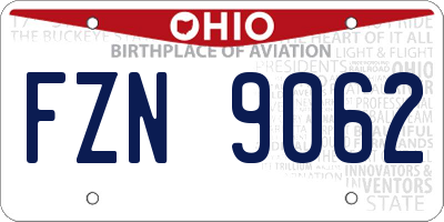 OH license plate FZN9062