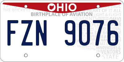 OH license plate FZN9076