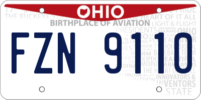 OH license plate FZN9110