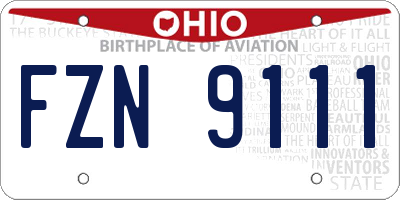 OH license plate FZN9111