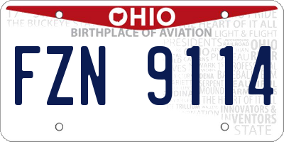 OH license plate FZN9114