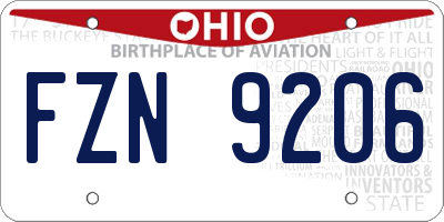 OH license plate FZN9206