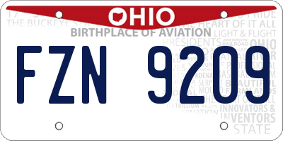 OH license plate FZN9209