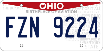 OH license plate FZN9224