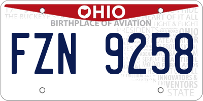 OH license plate FZN9258
