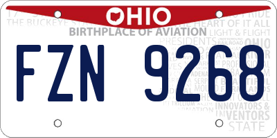 OH license plate FZN9268