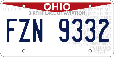 OH license plate FZN9332
