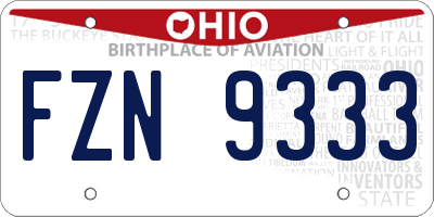 OH license plate FZN9333