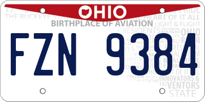 OH license plate FZN9384