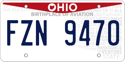 OH license plate FZN9470