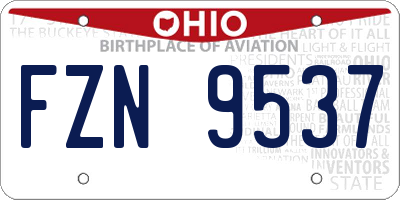 OH license plate FZN9537