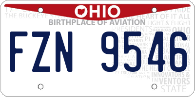 OH license plate FZN9546
