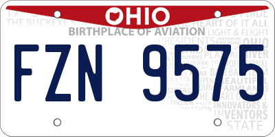 OH license plate FZN9575