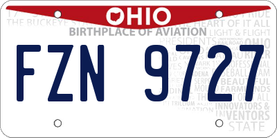 OH license plate FZN9727