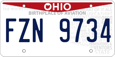 OH license plate FZN9734