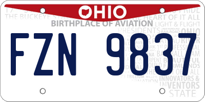 OH license plate FZN9837