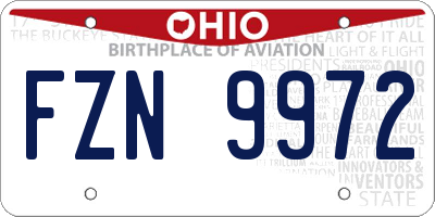 OH license plate FZN9972