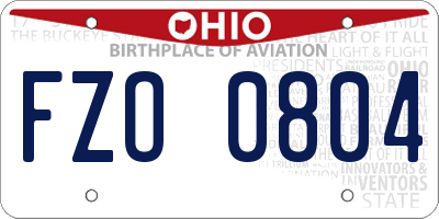 OH license plate FZO0804