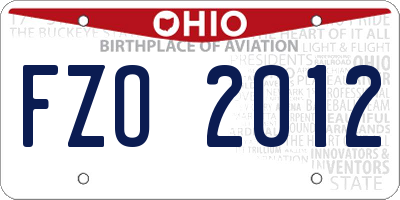 OH license plate FZO2012