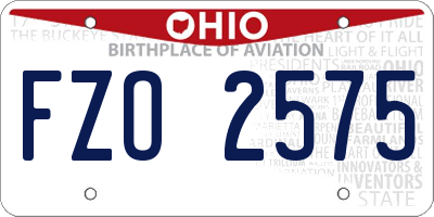 OH license plate FZO2575
