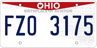 OH license plate FZO3175