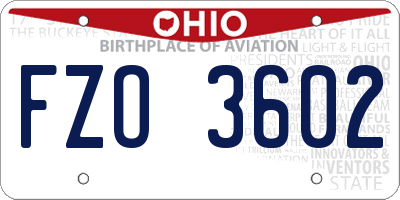 OH license plate FZO3602