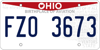 OH license plate FZO3673