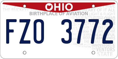 OH license plate FZO3772