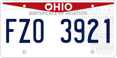 OH license plate FZO3921