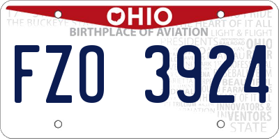 OH license plate FZO3924