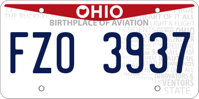 OH license plate FZO3937