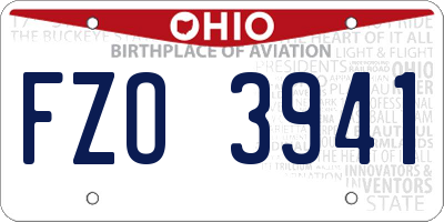 OH license plate FZO3941