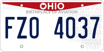 OH license plate FZO4037