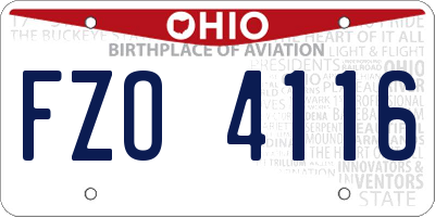 OH license plate FZO4116