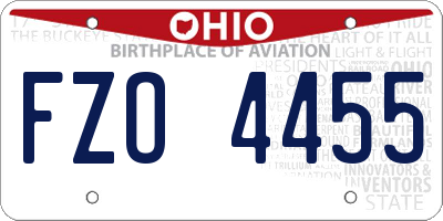OH license plate FZO4455