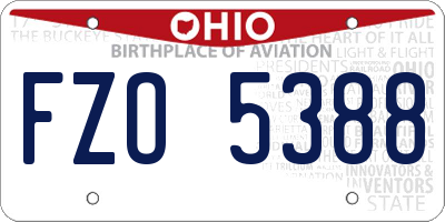 OH license plate FZO5388