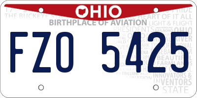 OH license plate FZO5425