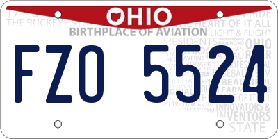 OH license plate FZO5524
