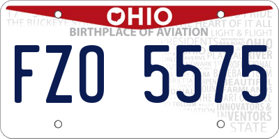OH license plate FZO5575