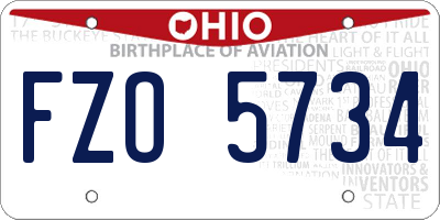 OH license plate FZO5734